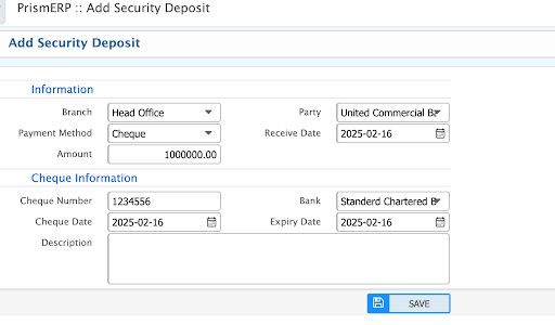 Add Security Deposit
